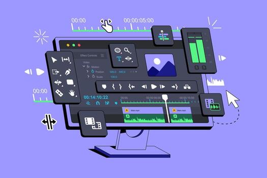 Video editing software interface showing timeline and editing tools